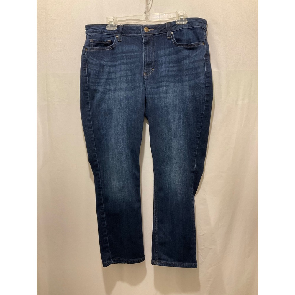 Lee Regular Fit Straight Leg Mid Rise Jeans Dark Wash  Denim Womens  16 Short